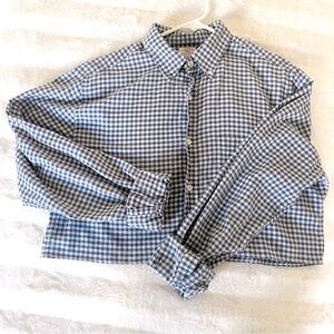 Faherty Cropped Gingham Longsleeve Button Down Top